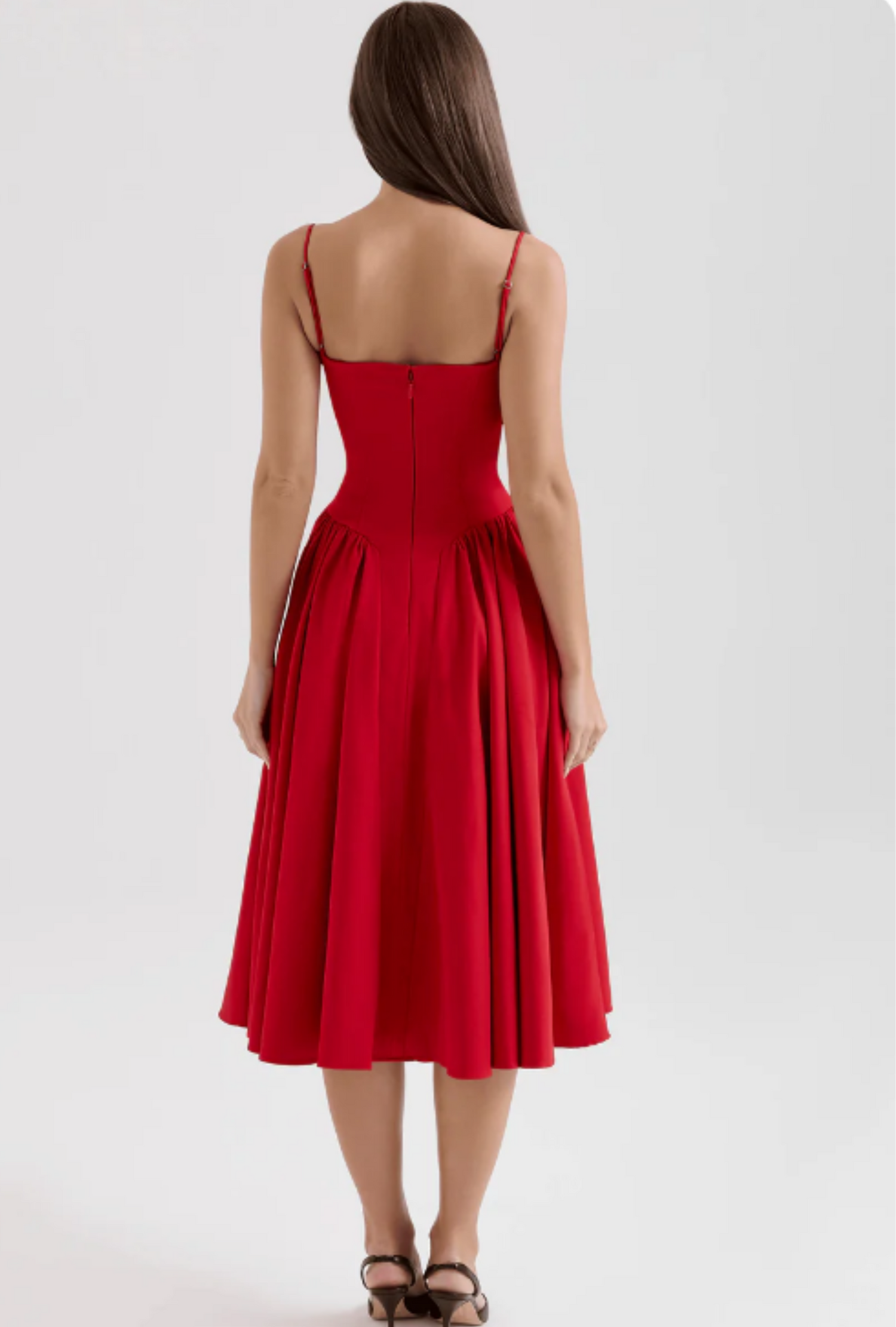 Midnight Elegance Corset Midi Dress